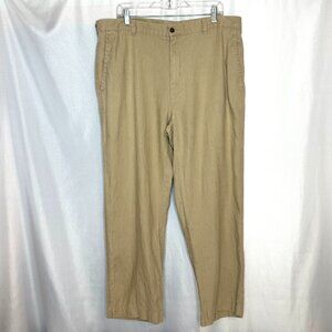 Summer staple Leisure Resort tan Jos A Banks linen pants. **See Measurements**
